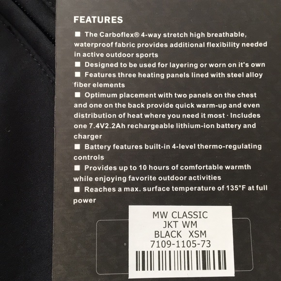 Ansai Mobile Warming Heated Jacket - Black sz XS - Picture 6 of 7